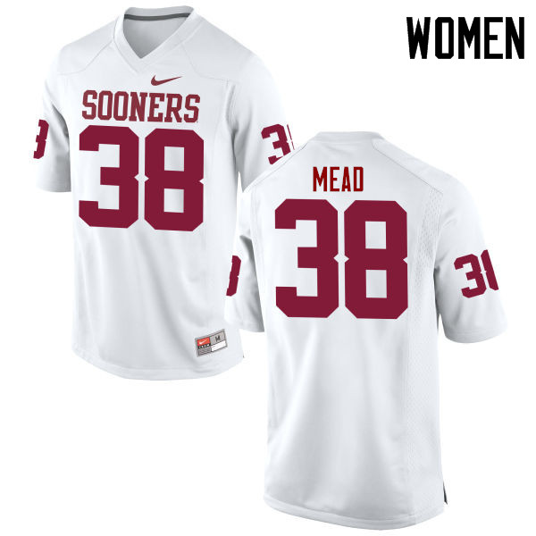Women Oklahoma Sooners #38 Bryan Mead College Football Jerseys Game-White